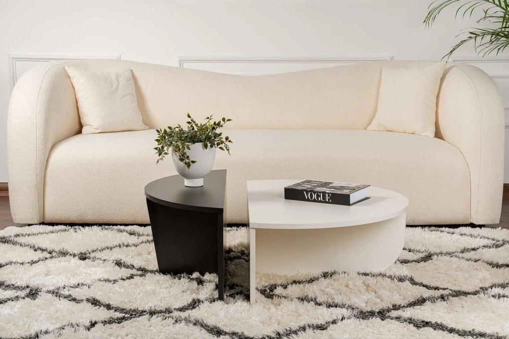 Mesa de Centro Orion – Branco Madeira – 90x30x60 cm / Preto Madeira –