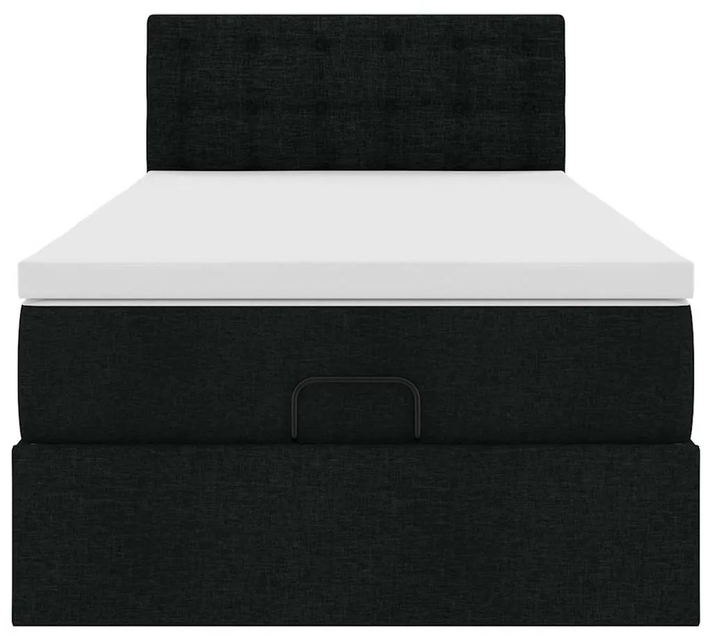 Cama otomana com colchão 90x200 cm tecido preto