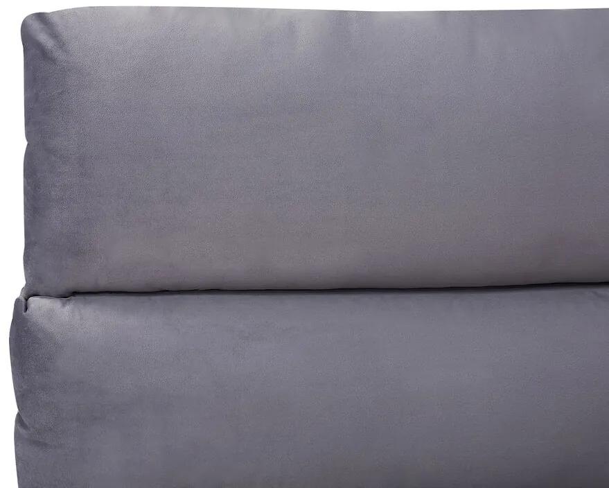 Cama de casal com arrumação em veludo cinzento 160 x 200 cm BATILLY Beliani