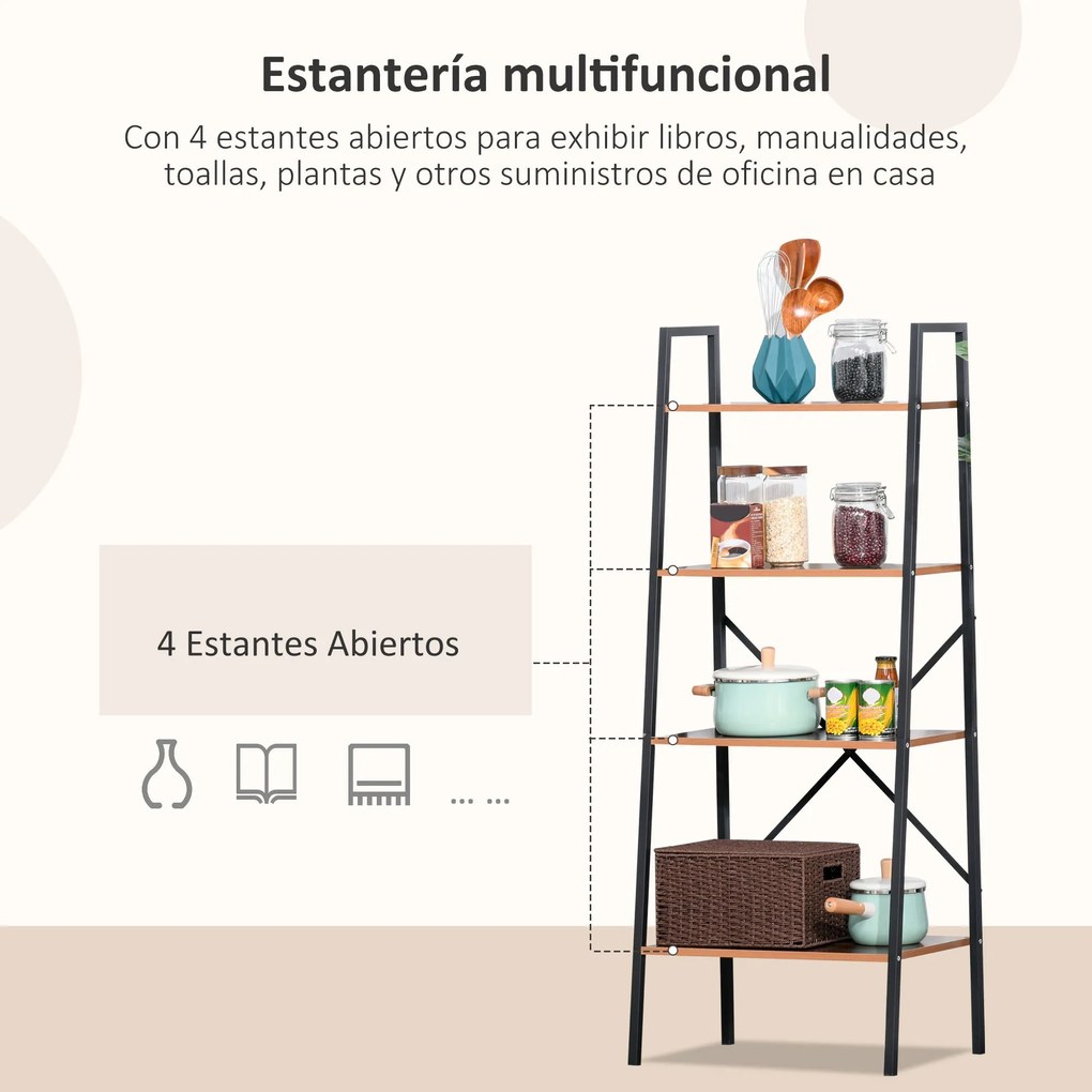 HOMCOM Prateleira de Estante de Escada Industrial com 4 Prateleiras Es