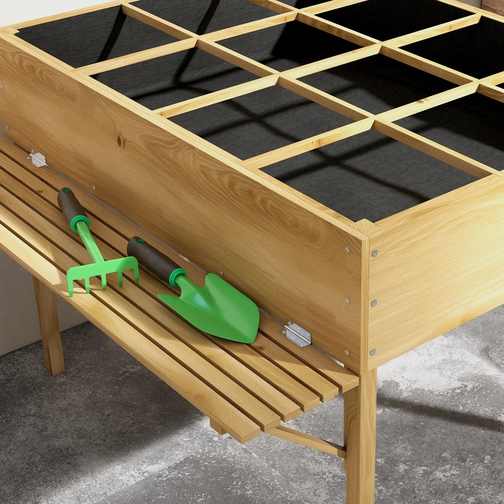 Horta Elevada de Madeira Horta Urbana Mesa de Cultivo 122x91,5x89 cm c