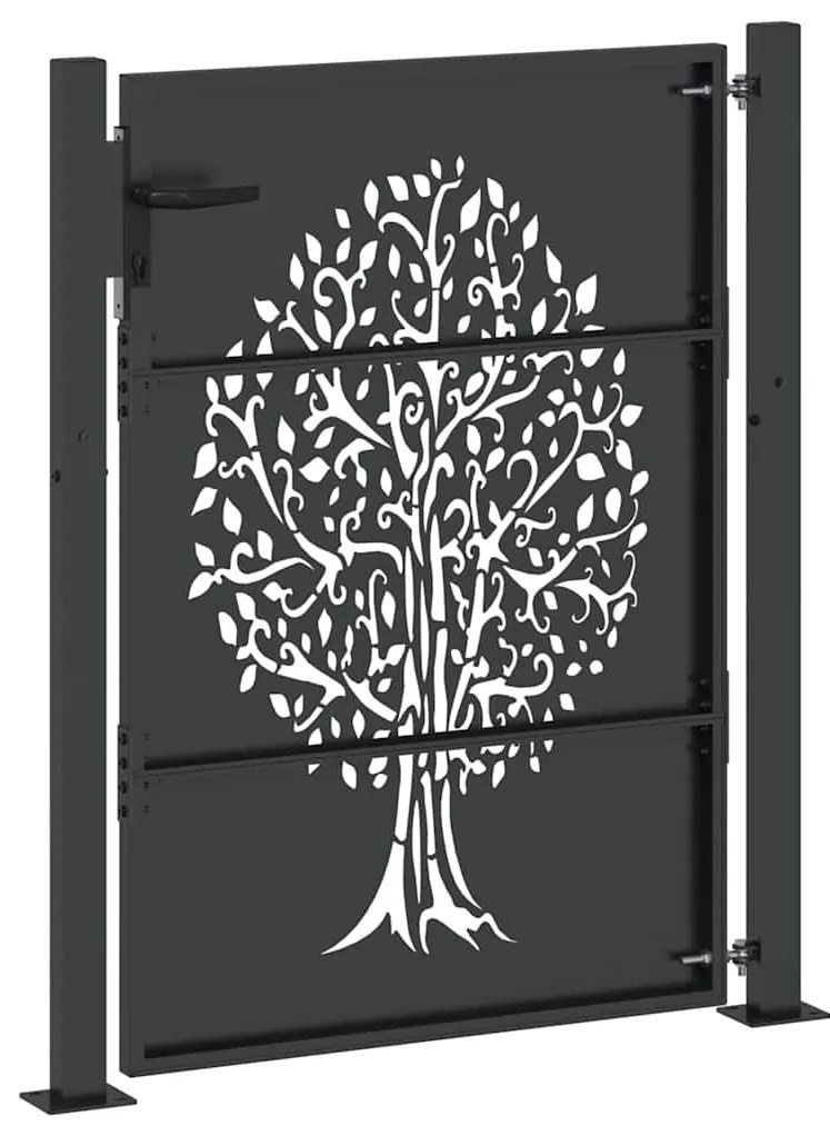 Portão de Jardim Preto 105 x 150 cm Aço com Revestimento em Pó