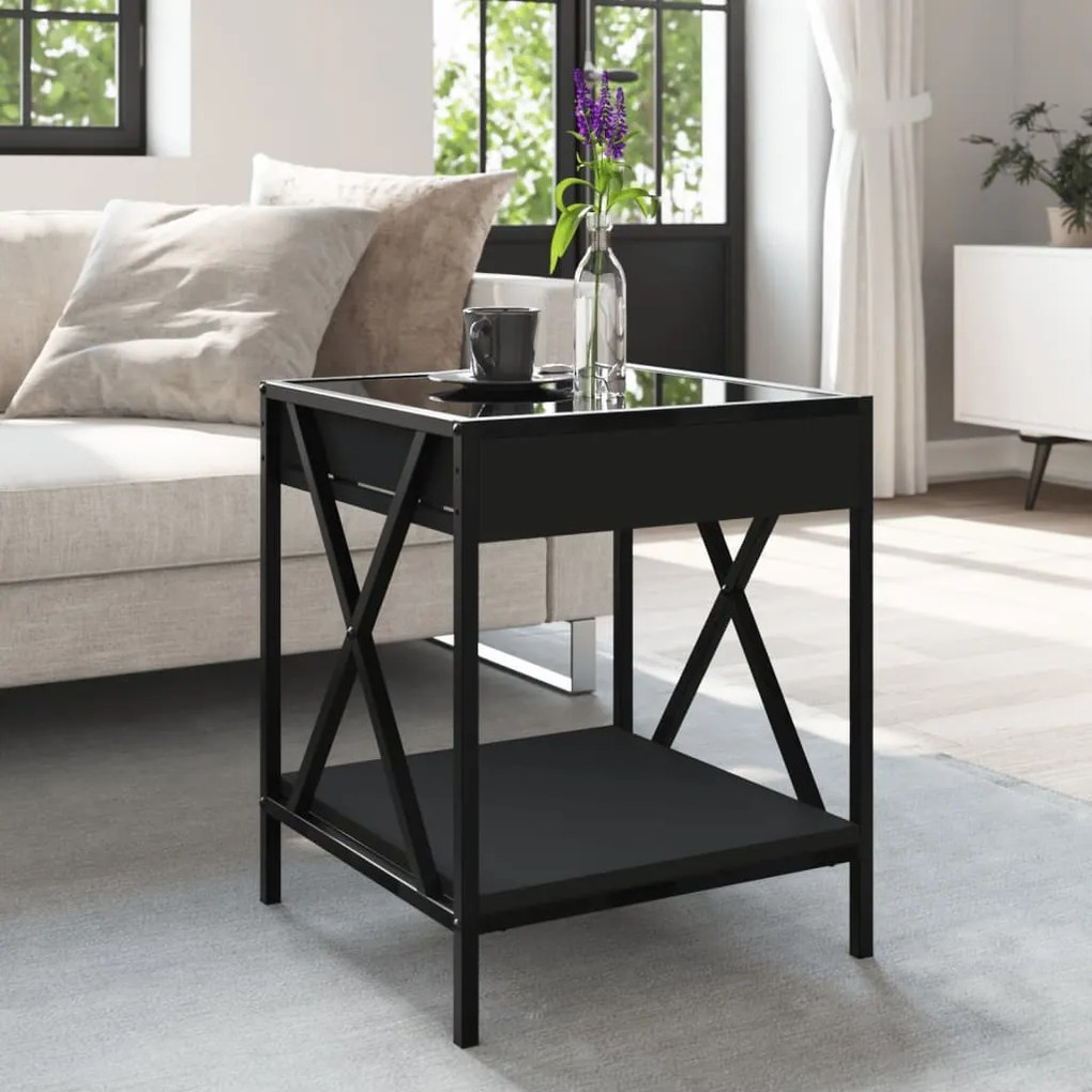 Mesa de centro com luzes LED Infinity 40x40x49 cm preto