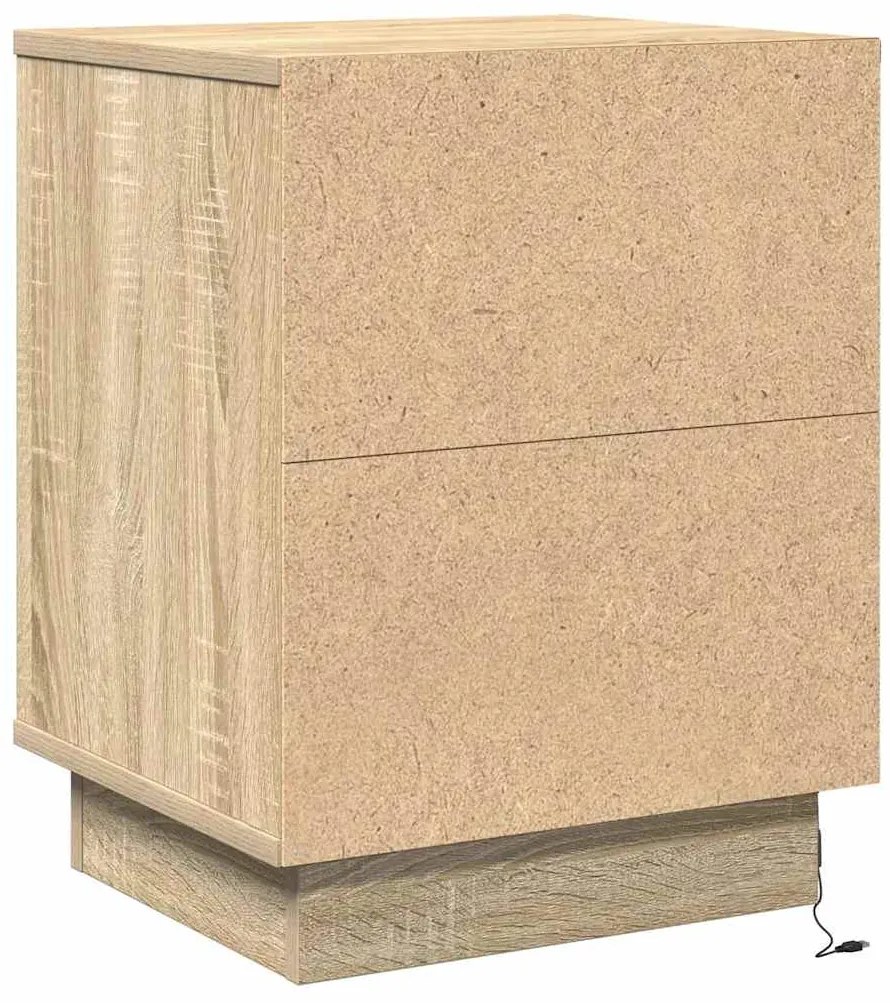 Mesa de Cabeceira com Luzes LED Carvalho Sonoma 39x34,5x50 cm