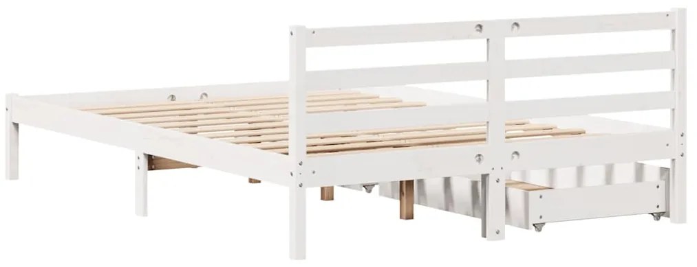 Cama sem colchão 140x190 cm madeira de pinho maciça branco