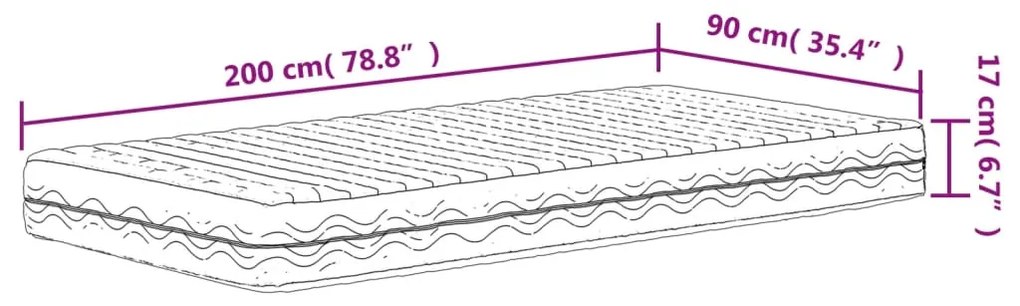 Colchão de espuma 90x200 cm dureza H2 H3 branco