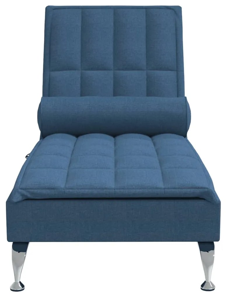 Chaise lounge de massagem com rolo tecido azul