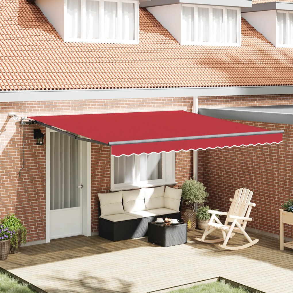 Toldo Retrátil Automático com LED Vermelho 400x300 cm