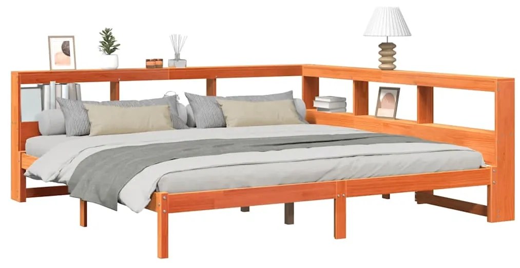 Cama com estante sem colchão 200x200 cm pinho maciço
