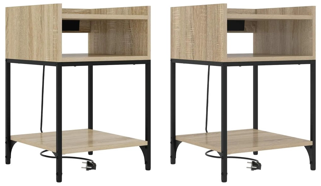 vidaXL Armário de Cabeceira 2 pcs Carvalho Sonoma 40 x 40 x 61 cm