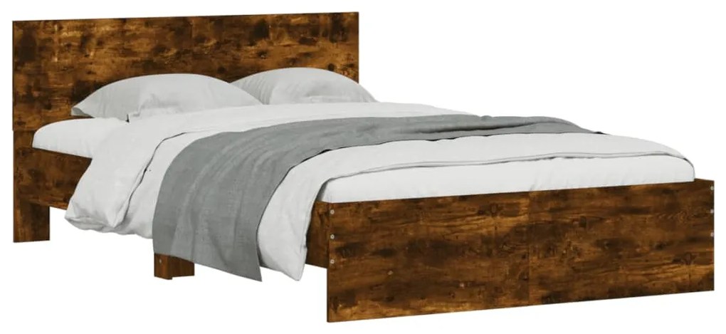 Estrutura de cama com cabeceira 135x190 cm carvalho fumado