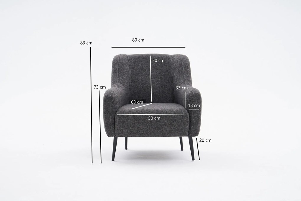 Sofá de 1 Lugar Revos – Antracite – 80 x 83 x 78 cm