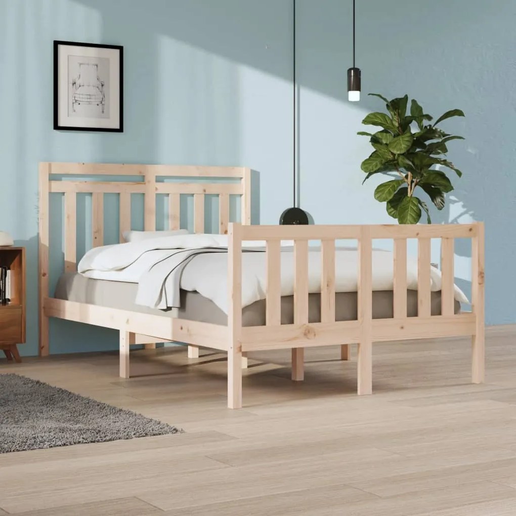 vidaXL Estrutura de cama pequena casal 120x190 cm pinho maciço