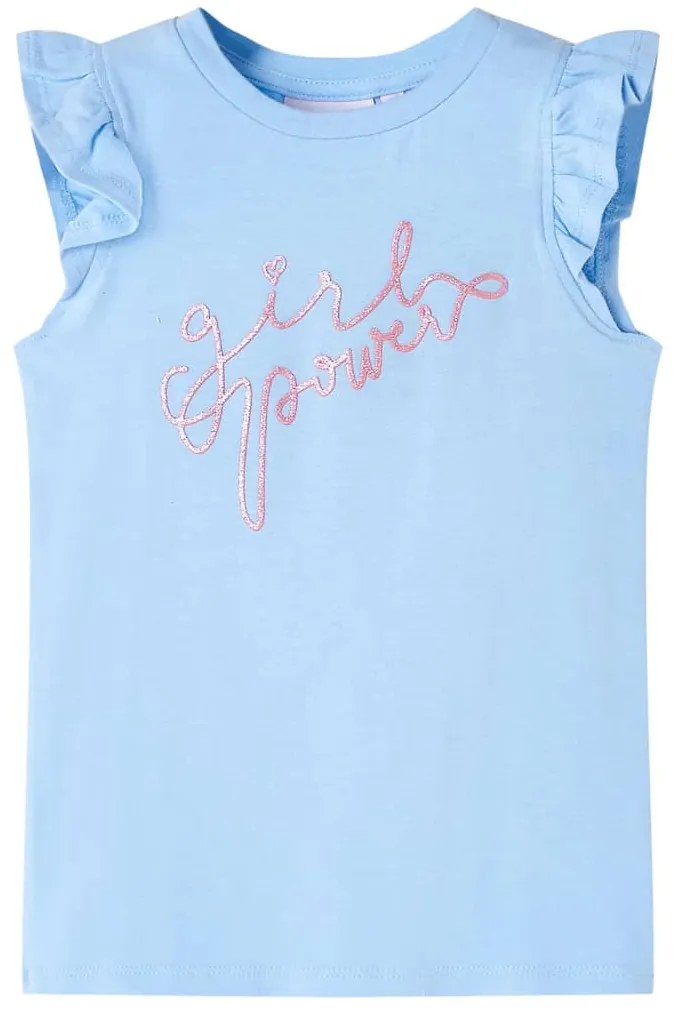 T-shirt para criança manga com folhos azul-claro 140