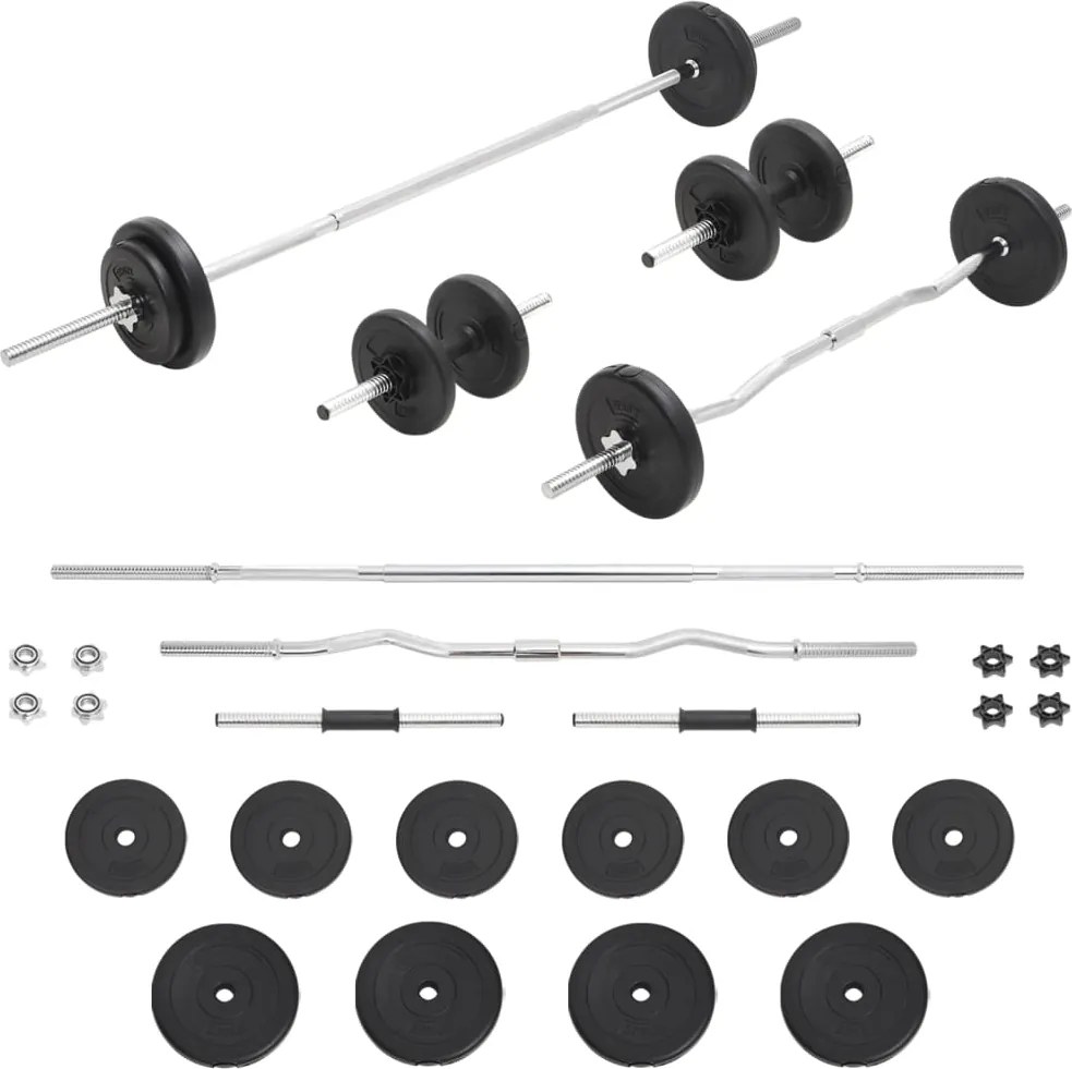 vidaXL Conjunto de barras e discos 30 Kg