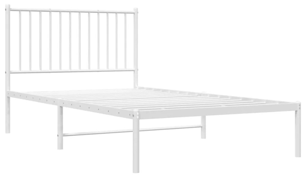 Estrutura de cama com cabeceira 100x190 cm metal branco