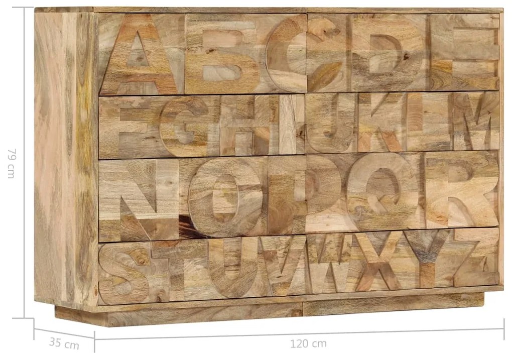 Armário c/ alfabeto e 6 gavetas 120x35x79 cm mangueira maciça