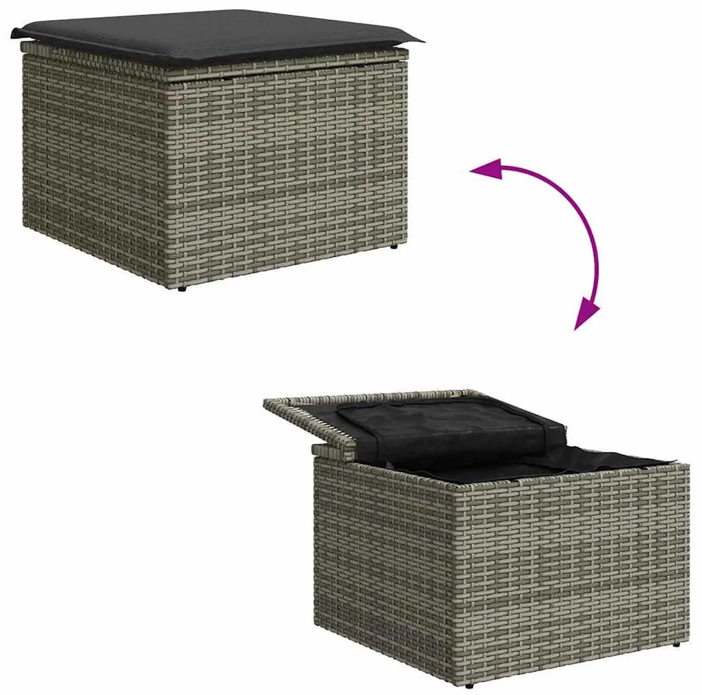 Conjunto de Sofá de Jardim vidaXL 6 Peças com Almofadas Cinza Vime Pol