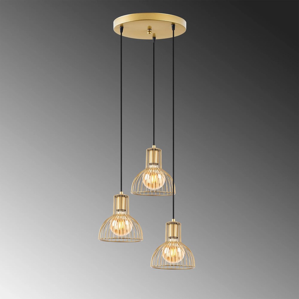 Candeeiro de Teto Vazo – Dourado Brilhante – 42 x 42 x 117 cm