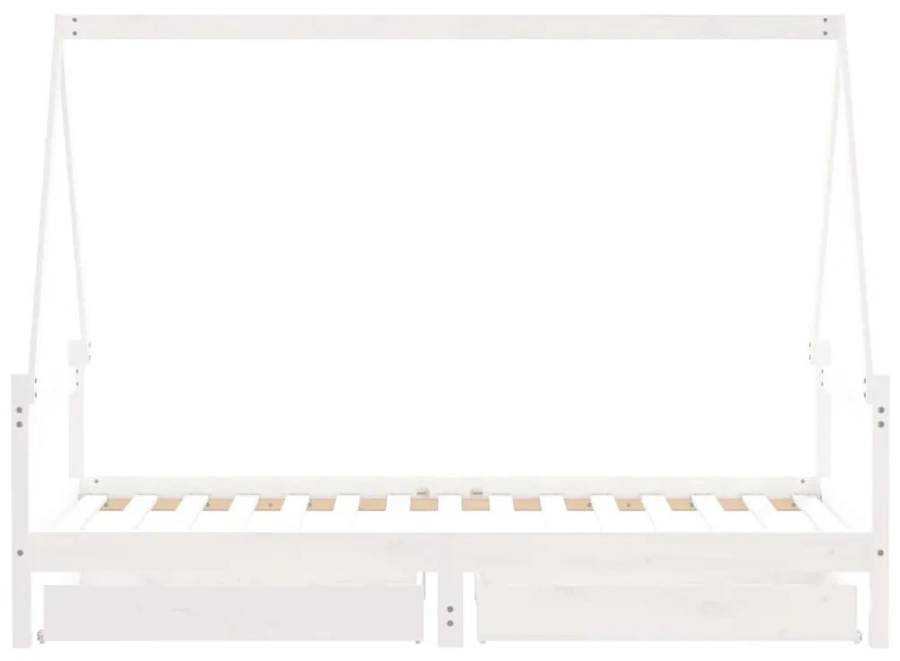 Estrutura cama infantil c/ gavetas 90x190cm pinho maciço branco