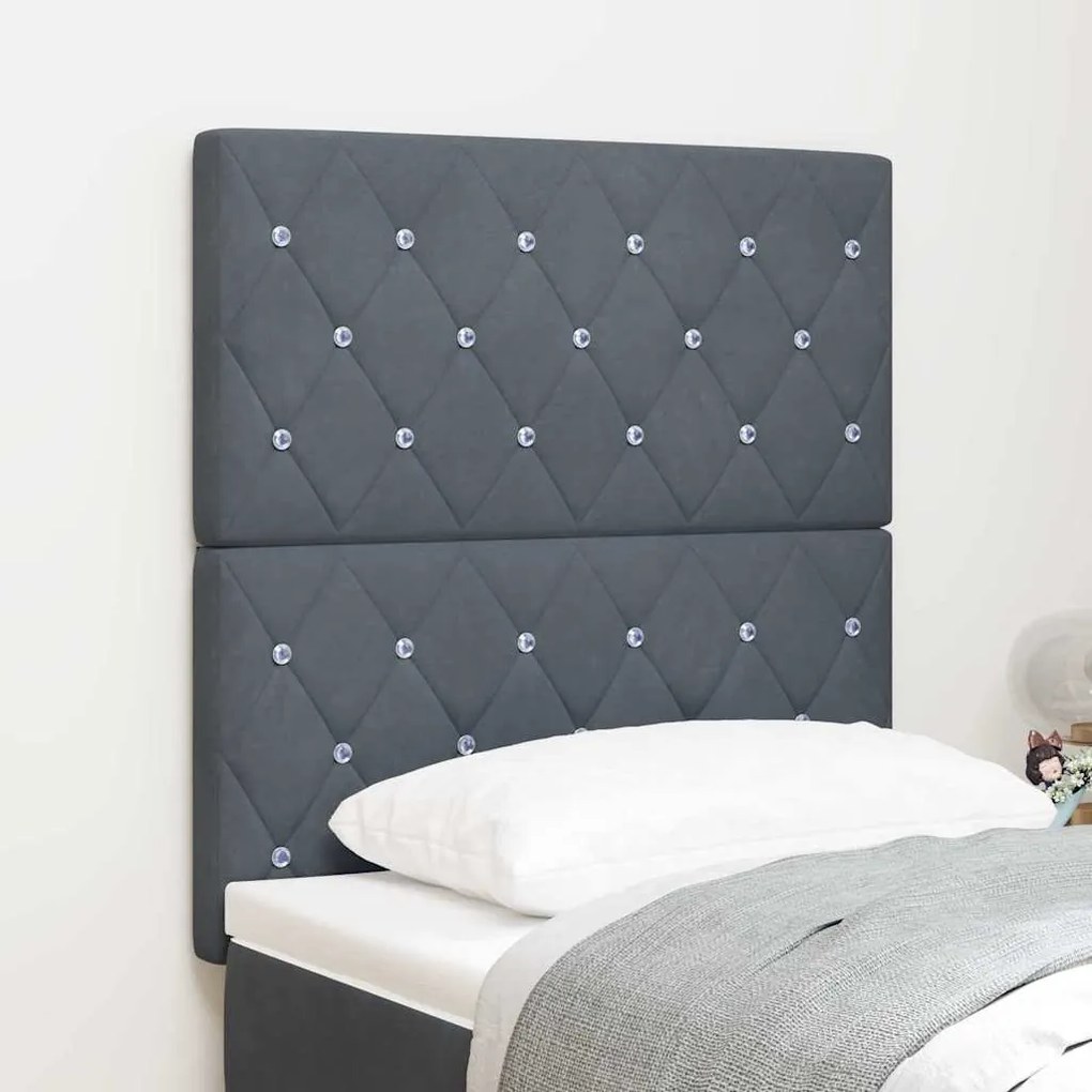 vidaXL Cabeceira LED Cinza Escuro 80 cm