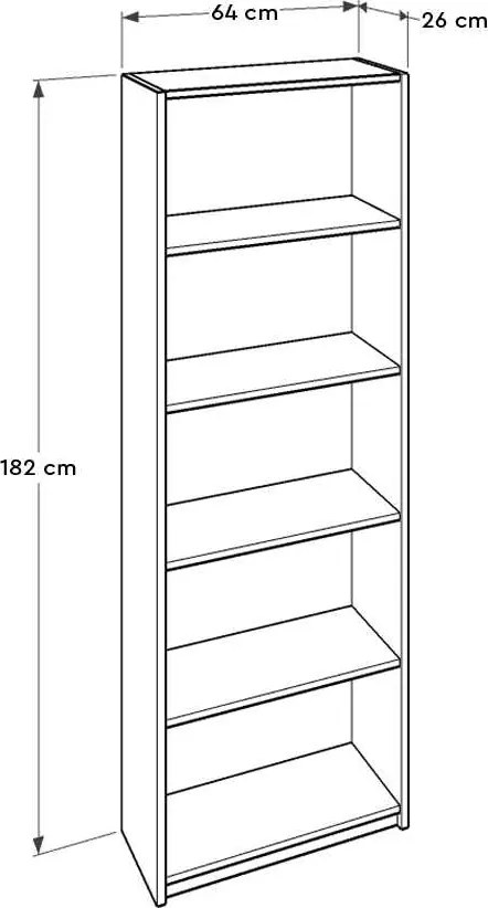 Estante “Verona” — 64x26x182 cm — Design Moderno em Nogueira Clara com