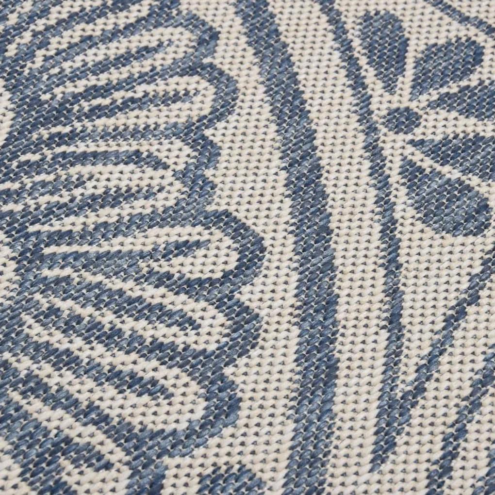 Tapete de tecido plano para exterior 80x150 cm padrão azul