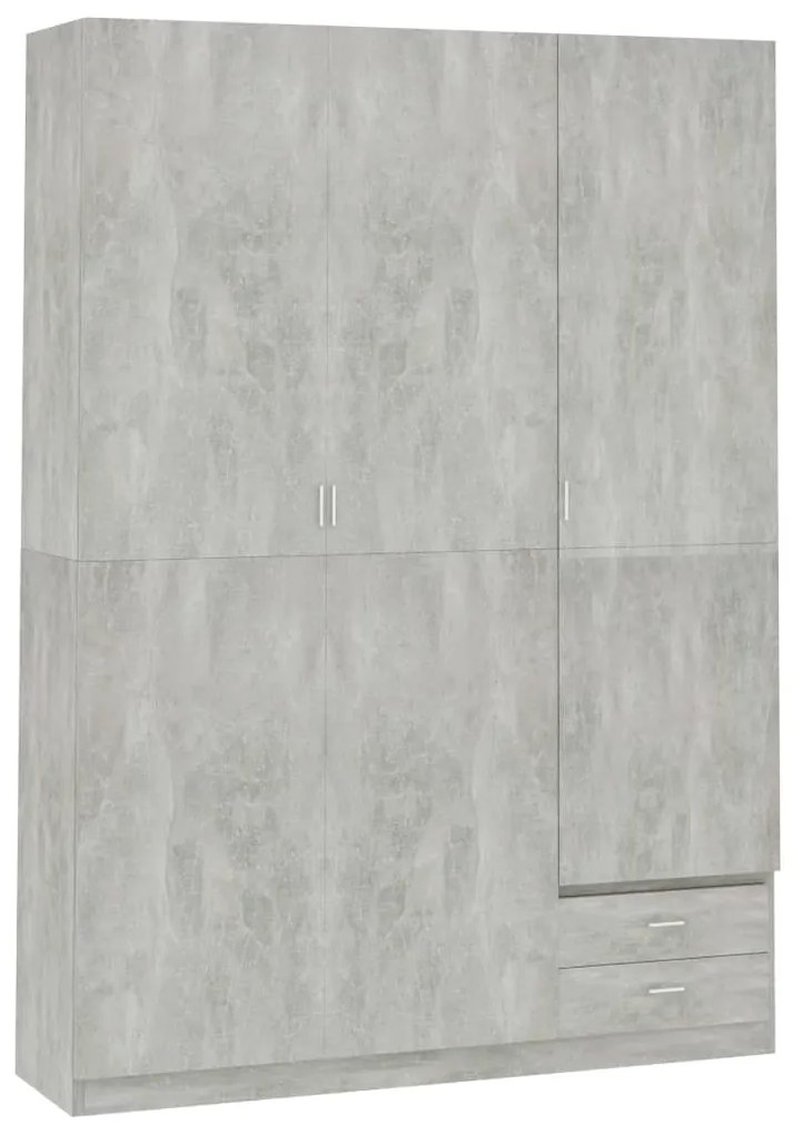 vidaXL Roupeiro 3 portas 120x50x180 cm contraplacado cinzento cimento