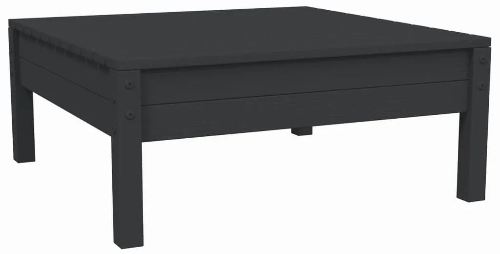 3 pcs conjunto lounge jardim c/ almofadões pinho maciço preto