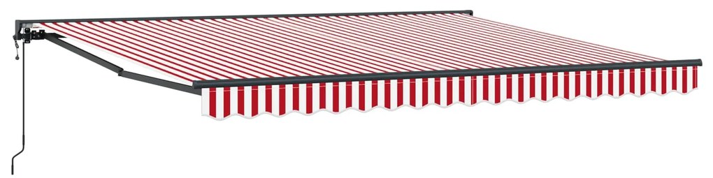 vidaXL Toldo Retrátil Vermelho e Branco 400 × 300 cm Poliéster e Metal