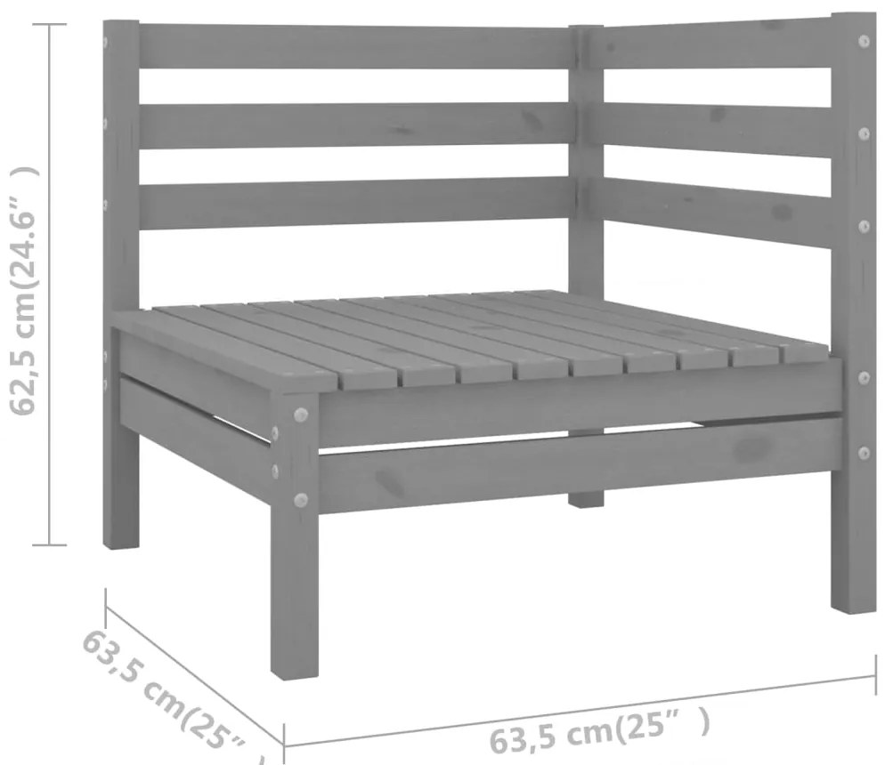 10 pcs conjunto lounge de jardim pinho maciço cinzento