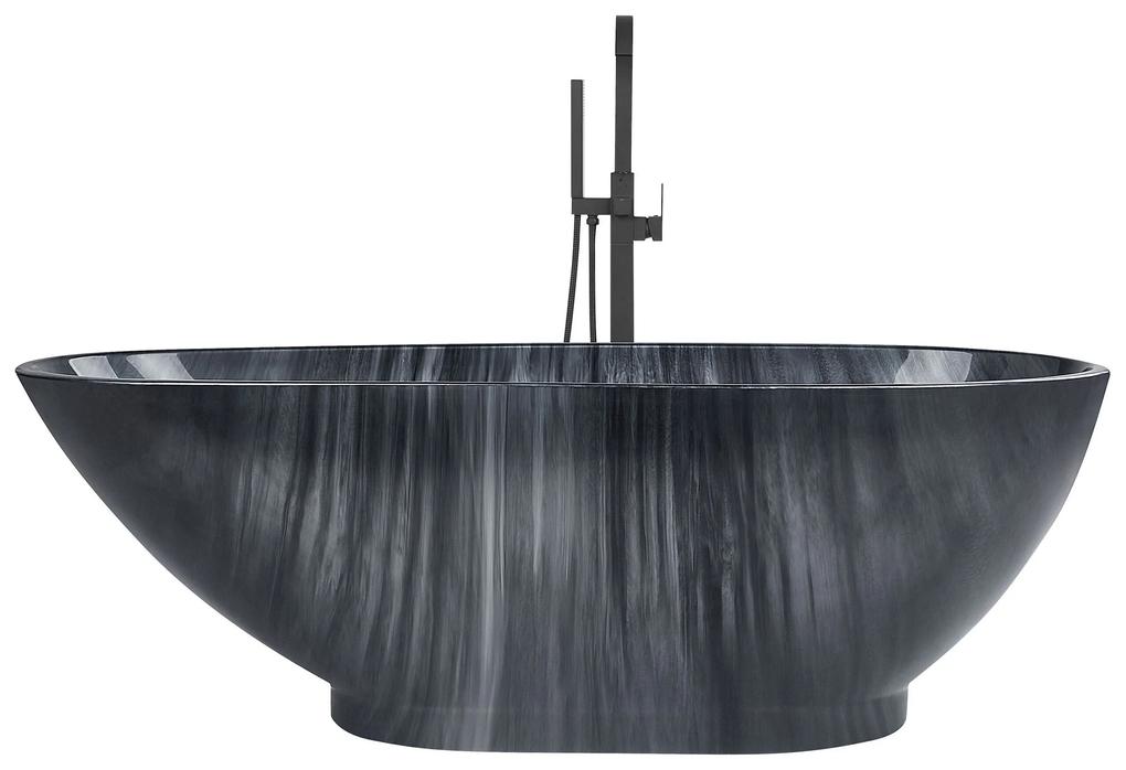Banheira autónoma em acrílico preto com efeito de mármore 170 x 80 cm RIOJA Beliani