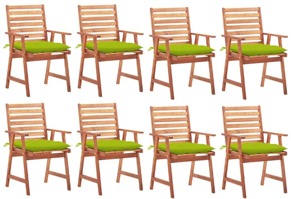 Cadeiras de jantar p/ jardim 8 pcs c/ almofadões acácia maciça