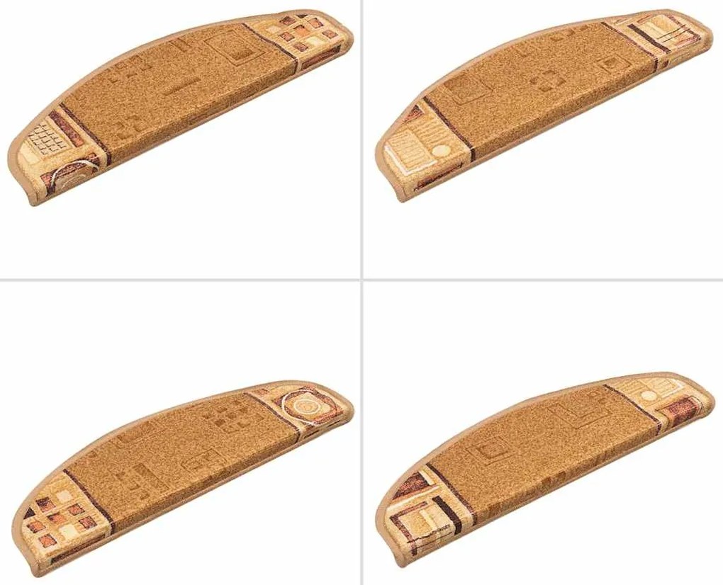 Tapetes de escadas adesivos 5 pcs 65x21x4 cm bege