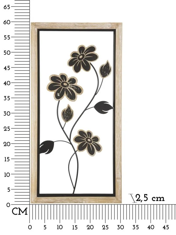 PAINEL DE PAREDE DE FERRO/MADEIRA GIRISH 30X2,5X60 CM CASTANHO E PRETO