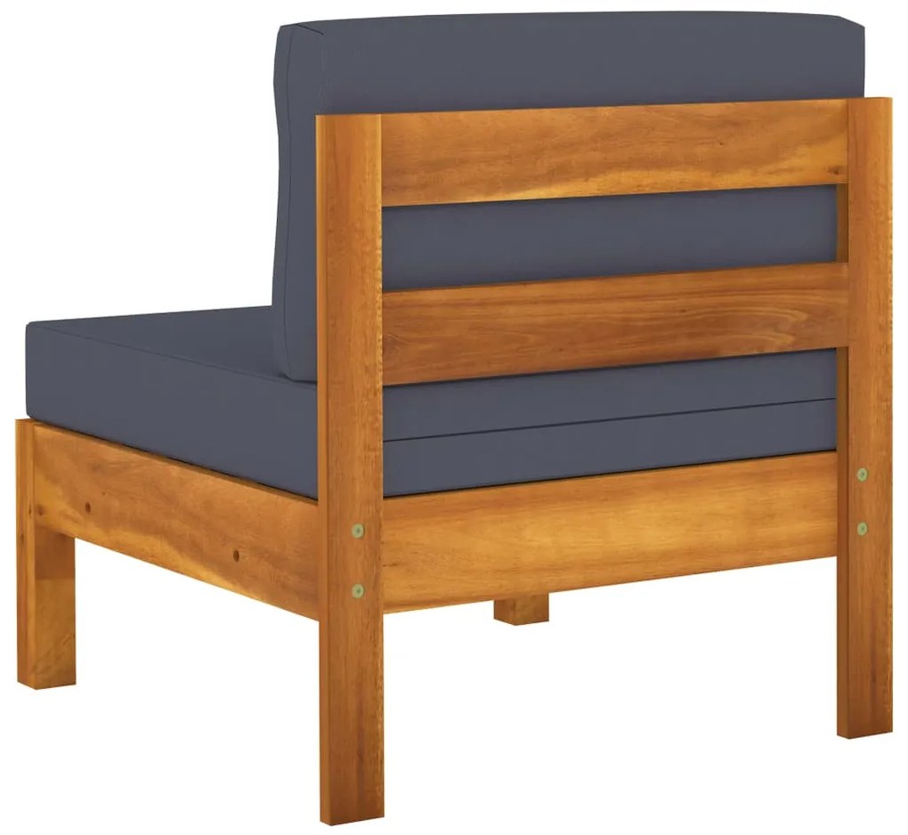 7 pcs conj. lounge de jardim c/ almofadões cinza-escuro acácia