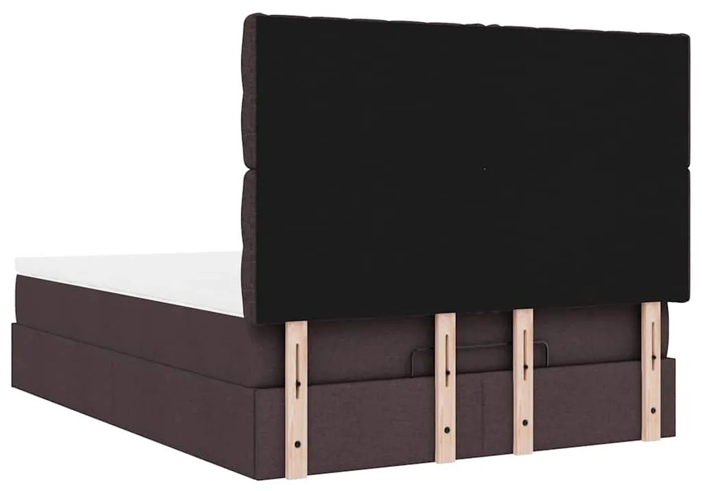 Estrutura cama otomana colchão 140x200cm tecido castanho escuro