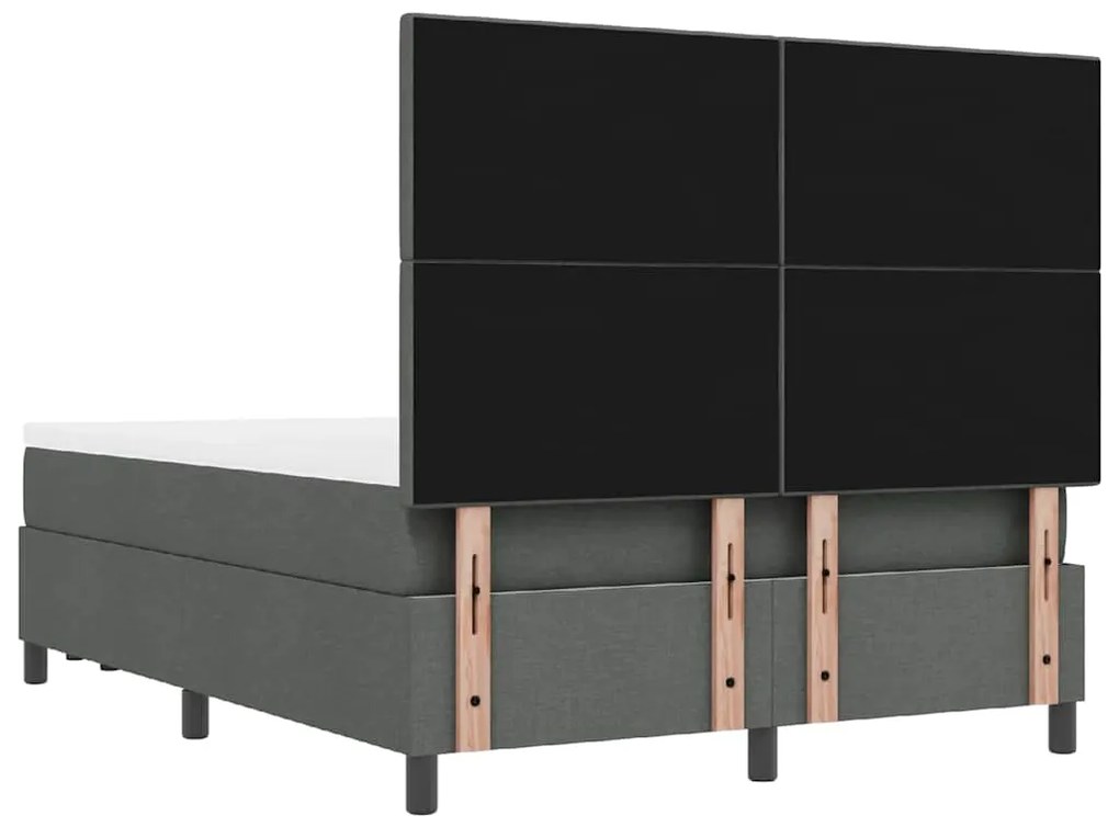 Cama Box com Colchão e Banco Cinza Escuro 140x200 cm Tecido