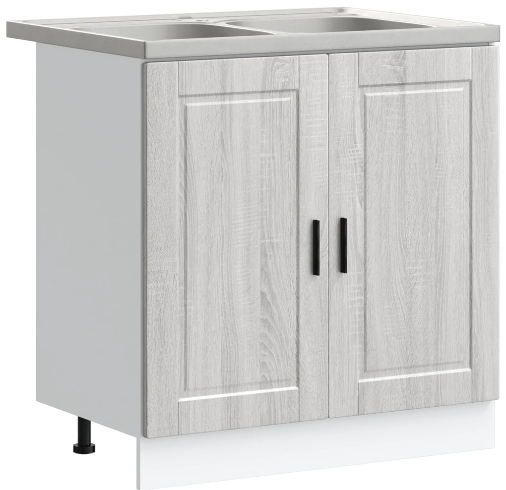 Armário de Freguês vidaXL "Porto" com Pia Cinza Sonoma 80x46x84,5 cm M