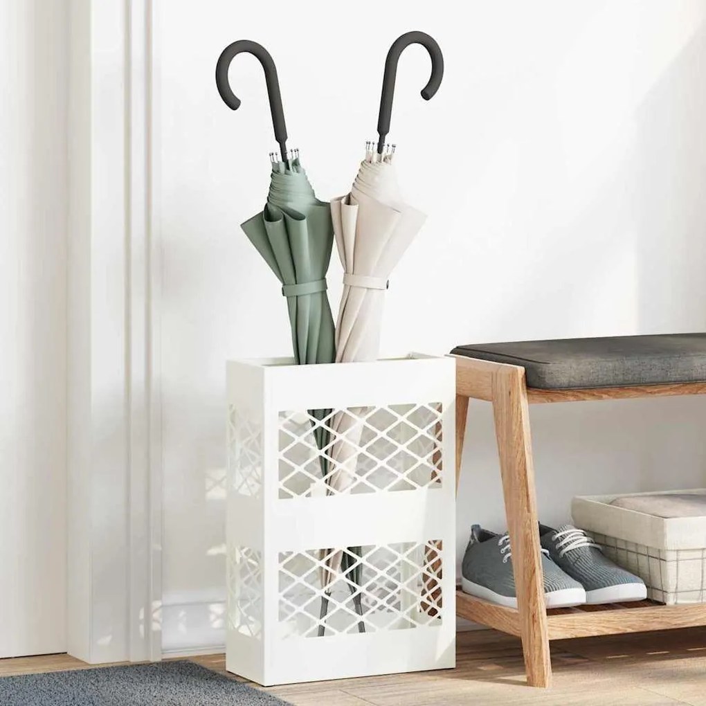 vidaXL Suporte de Guarda-Sol Treliça Branco 28 x 12 x 41 cm Aço