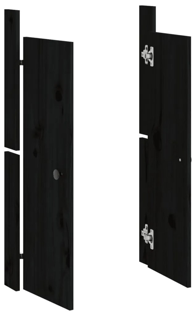 Portas de cozinha para exterior 50x9x82 cm pinho maciço preto