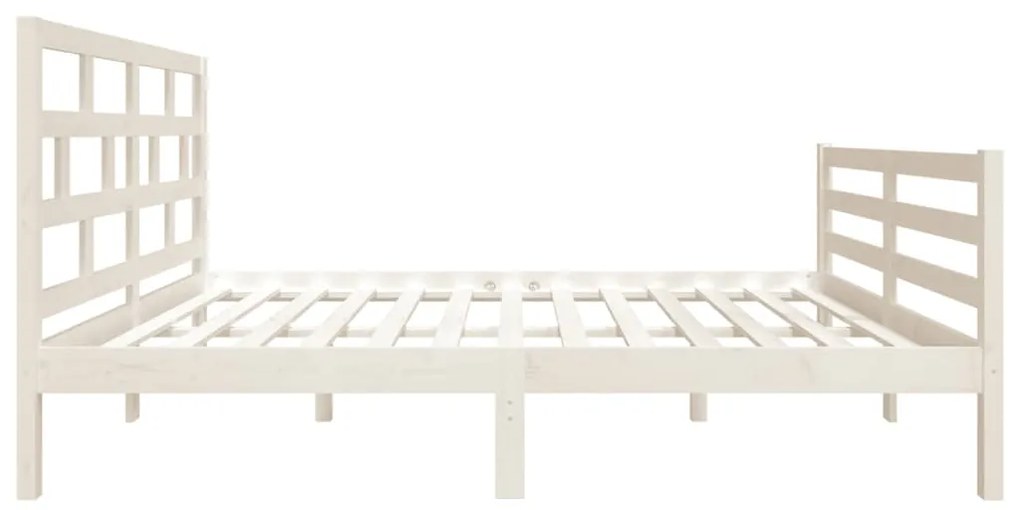 Estrutura de cama casal 135x190 cm madeira maciça branco