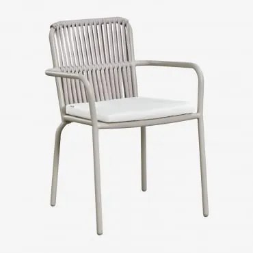 Pack De 2 Cadeiras De Jardim Empilháveis Com Braços Em Alumínio Alberta Cinza Claro - Sklum