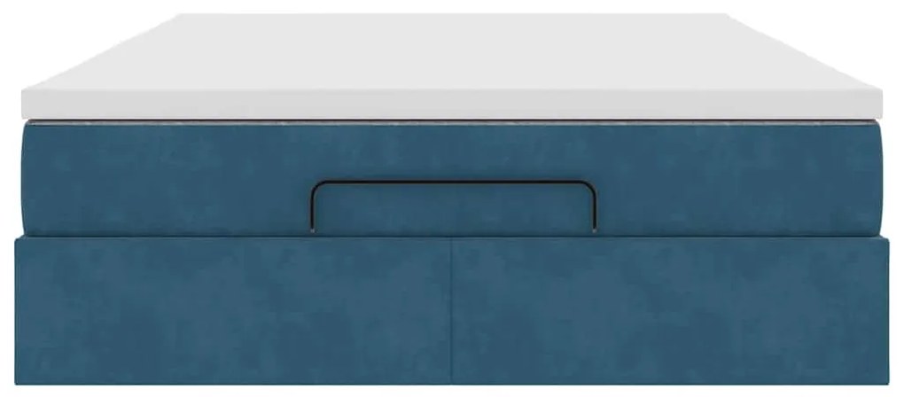 Estrutura de cama otomana com colchão 140x200 cm azul escuro