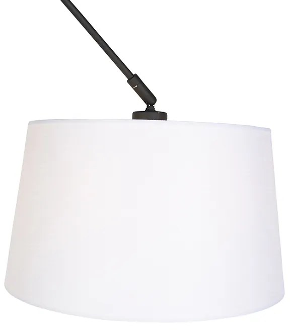 Candeeiro de suspensão preto com abajur de linho branco 35 cm - Blitz Country / Rústico
