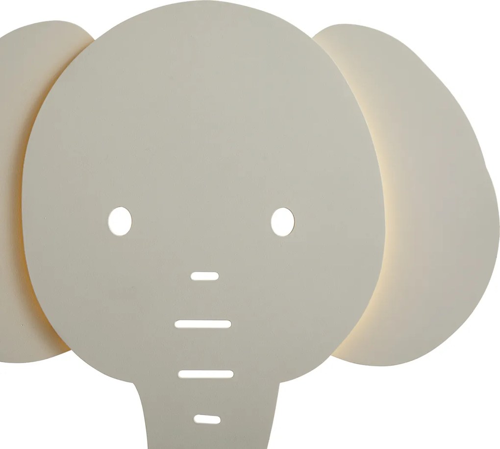 Candeeiro de parede infantil bege com LED regulável em 3 níveis - Ellie the Elephant