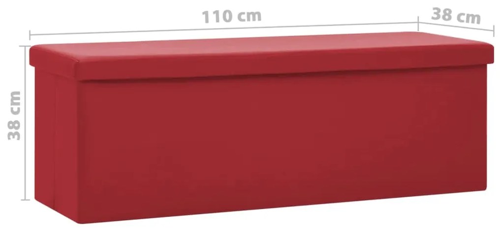 Banco de arrumação dobrável PVC vermelho tinto