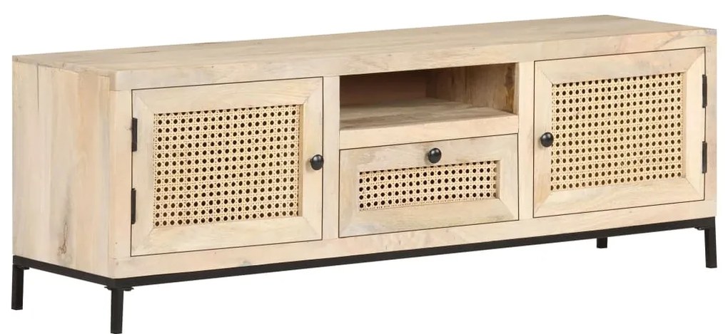 Móvel de TV 120x30x40 cm mangueira maciça e palhinha natural