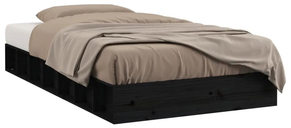 Estrutura cama pequena casal 120x190 cm pinho maciço preto
