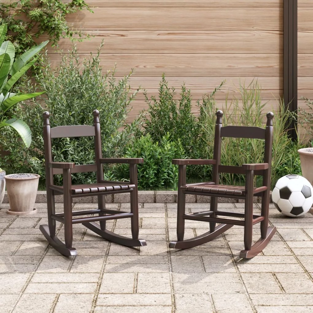 vidaXL Cadeiras de baloiço infantis 2 pcs álamo maciço castanho